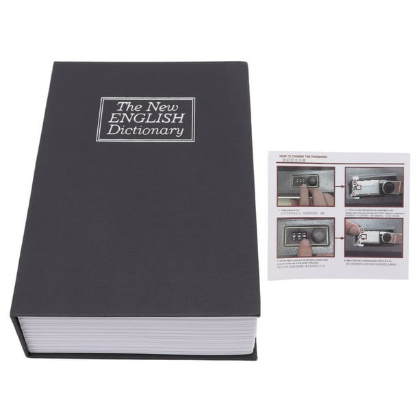 Alcancía con forma de libro, caja de seguridad con cerradura codificada, regalo secreto de cumpleaños para niños, color negro, L