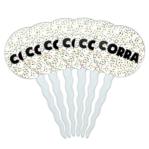 Corra Cupcake Picks Toppers - Set of 6 - Mutlicolored Speckles