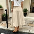thumbnail image 6 of Zpanxa Girls Summer Clothes Kids Girls Skirt Casual Midi A-Line Plain Side Pocket Elastic High Waist Flowy Hem Skirts Beige 5 Years, 6 of 9