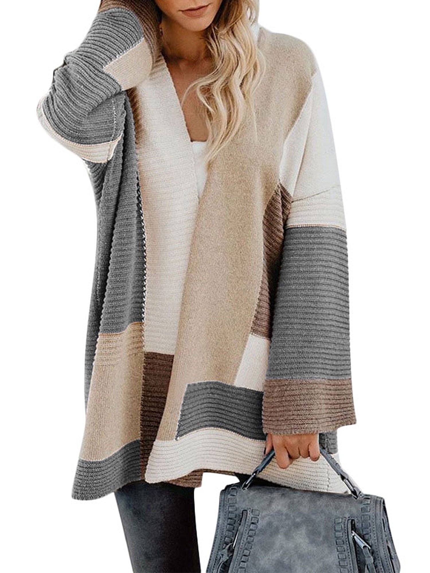 Women Cardigan Long Sleeve Knitted Sweater Outwear Casual Loose Jacket Coat Tops