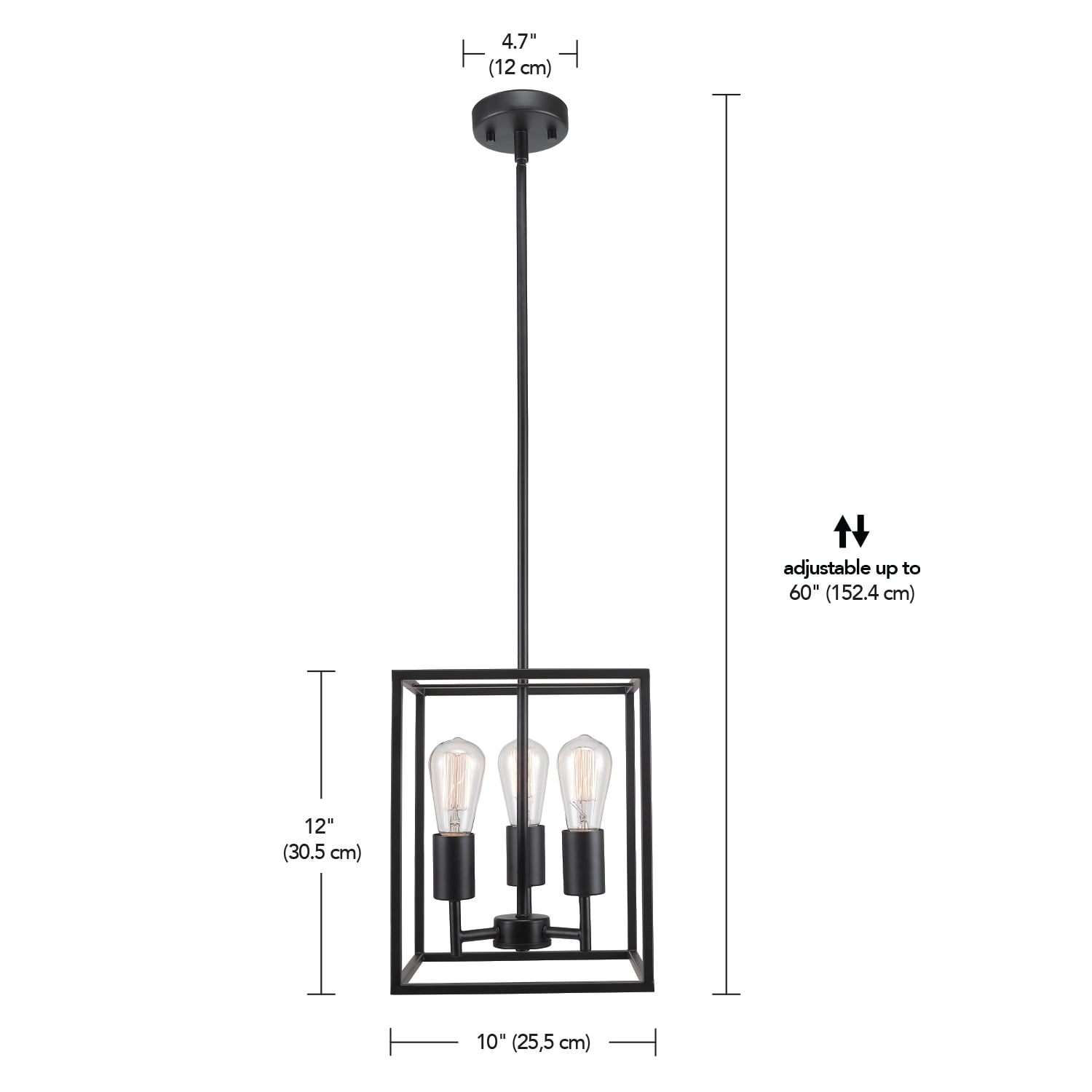 Globe Electric 3 Light Industrial Black Globe Chandeliers