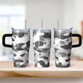 thumbnail image 2 of Camo 20oz Stainless Steel Tumbler with Handle and Straw – Insulated Travel Cup with Sliding Lid, 360° Full Wrap Printed Mug for Home, Outdoor & Sports Use, Camouflage, 2 of 6