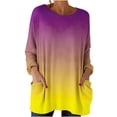 thumbnail image 2 of Wowcloth Women's Ombre Long Sleeve Top, Casual Loose Fit with Pockets for Daily Wear and Travel, 2 of 7