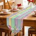 thumbnail image 2 of Easter Bunny Gnomes Table Runner Linen Burlap Table Runner 70 Inches Long Spring Easter Eggs Floral Colorful Wood Dresser Scarves for Kitchen Island Coffee Dining Party Wedding Holiday Decor 13"x70", 2 of 8