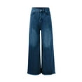 thumbnail image 4 of WTOBBY Women's Relaxed Fit Boyfriend Jeans, High Waist Wide Leg Stretch Denim Pants with Elastic Waistband and Functional Pockets, Comfortable Loose Trousers for Daily Use,Blue 2XL, 4 of 8
