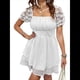 thumbnail image 1 of Vestido Corto Informal de Verano 2025 con Cuello Cuadrado, Volantes, Corta y Lunares, para Mujer M, 1 of 10