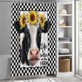 thumbnail image 5 of Life Is Better on The Farm Shower Curtain, Rustic Cow Sunflower Black White Plaid Waterproof Shower Curtain Set with 12 Hooks Lightweight Bath Curtains Fabric Bathroom Decor 60x72 Inches, 5 of 9
