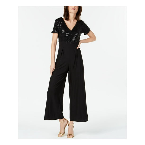 r & m richards short sleeve sequin evening gown