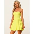 thumbnail image 3 of Disfraz de navidad Allegra K Fiesde sin tirantes mini vestido de tubo acampanado Amarillo claro L, 3 of 6