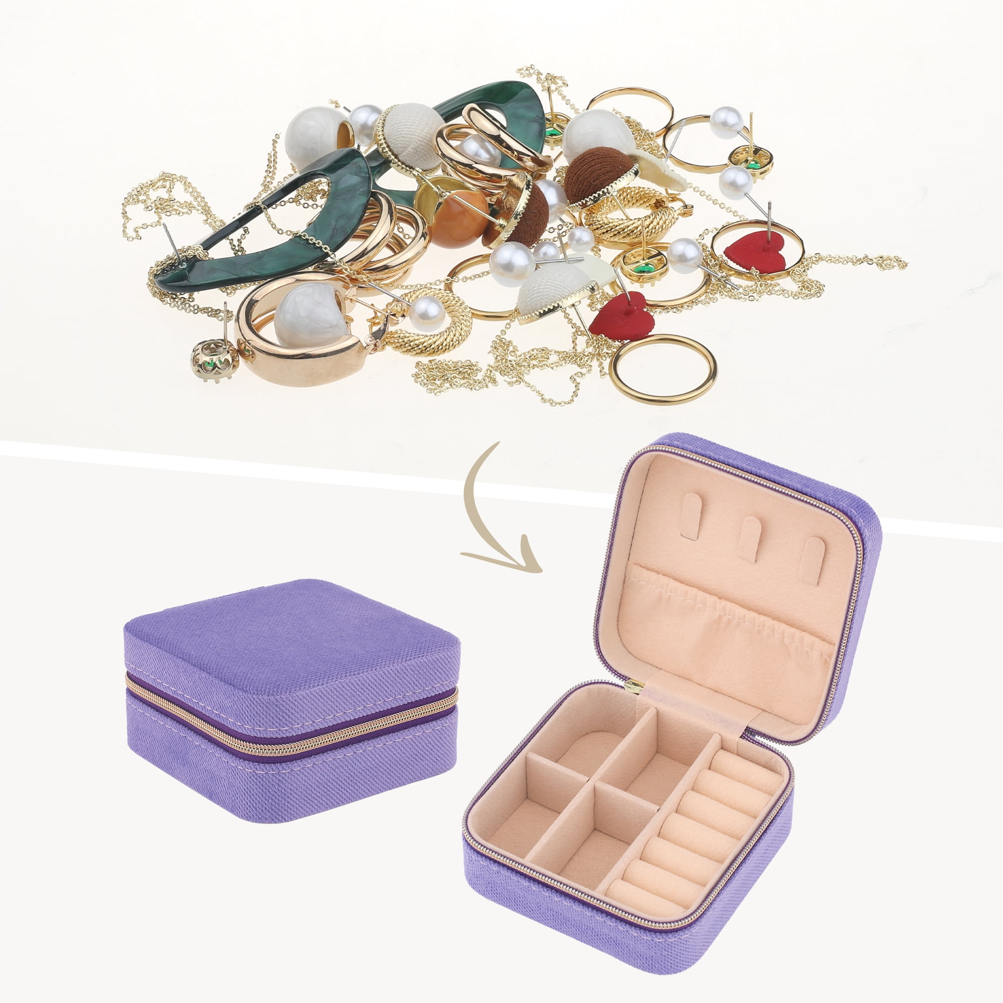 Unique Bargains Travel Portable Organizer Case Jewelry Box Purple
