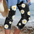 thumbnail image 3 of COBKK Women's Capris Petites Clearance Women's Summer Casual Elastic Waist Printed Cropped Pants Knit Capris J-26 Black S, 3 of 5