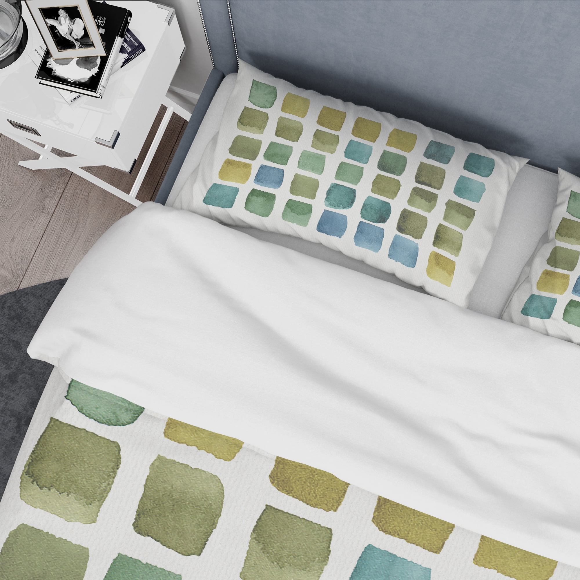 Designart 'Geometric Maze of Blue And Green' Geometric Duvet Cover Set