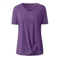 thumbnail image 2 of QLEICOM Womens Short Sleeve Summer T Shirts Tops, Solid Plus Size Casual Beach T Shirt Blouse, Solid Color V-Neck Tee Casual Loose Tops, Tees & Blouses for Women S-2XL, 2 of 5