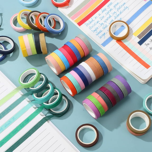 WRITWAA Washi Tape for Journaling Assorted Color Paper Tape with Feature