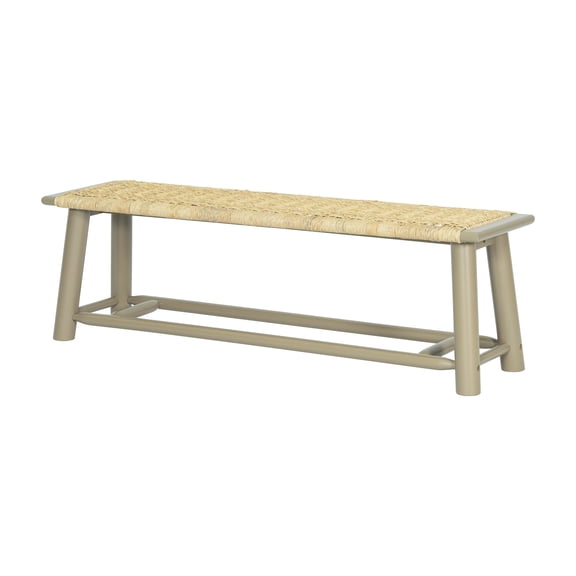 Dtwnek 59 Inch Bench with Wood Frame, Rattan Seat Bench for Living Room, Dining Room, Bedroom, Gold