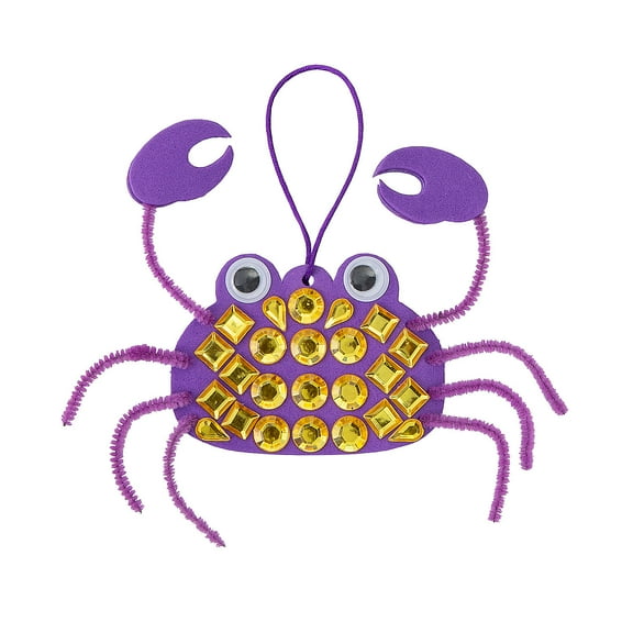 Fun Express 4" x 3" Disco Crab Mosaic Rhinestone Ornament Craft Kit - Makes 12