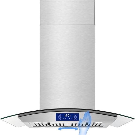 30 inch Island Mount Range Hood 700CFM Stainless Steel Touch Control Kitchen Vent Hood Island Range Hood 30 Inch 700 CFM Gesture & Touch Control Ceiling Mount Stainless Steel Kitchen Vent Hood, Kitch
