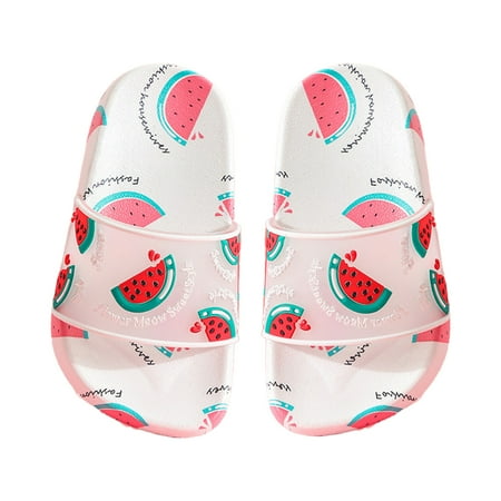 

Kids Girls Summer Slide Sandals Cute Cartoon Strawberry Pineapple Fruit Transparent Slippers Shower Anit-Slip Water Shoe