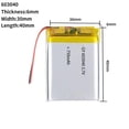 thumbnail image 2 of 3.7V 750mAh Li-Ion Battery 603040 Lithium Polymer Rechargeable Battery, 2 of 6