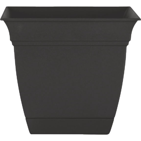The HC Companies Outdoor/Indoor Plastic Planter Eclipse Square, Black, 8''