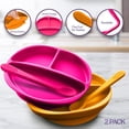 thumbnail image 4 of Silicone Suction Plate for Baby - 100% Food Grade Silicone Divided Plate | Toddler Self Feeding Training Suction Plate Set | BPA-Free, Microwave Dishwasher Safe Stay Put Plates (Pink & Orange), 4 of 5