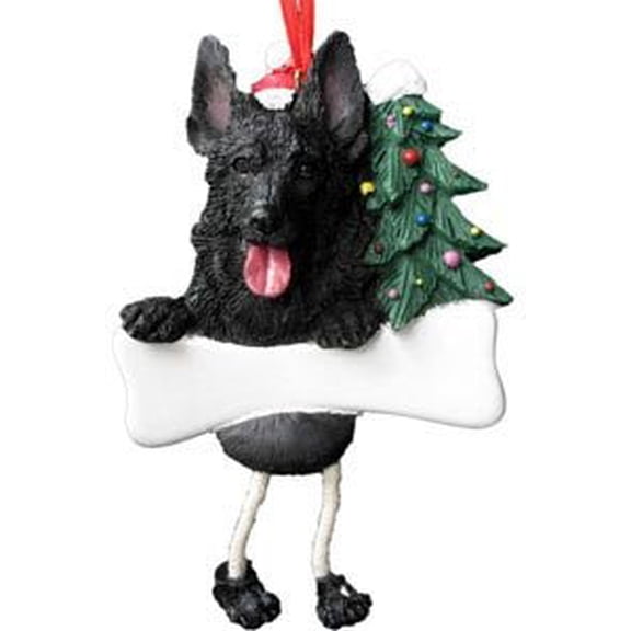Personalizable Christmas Ornament: German Shepherd (Black)