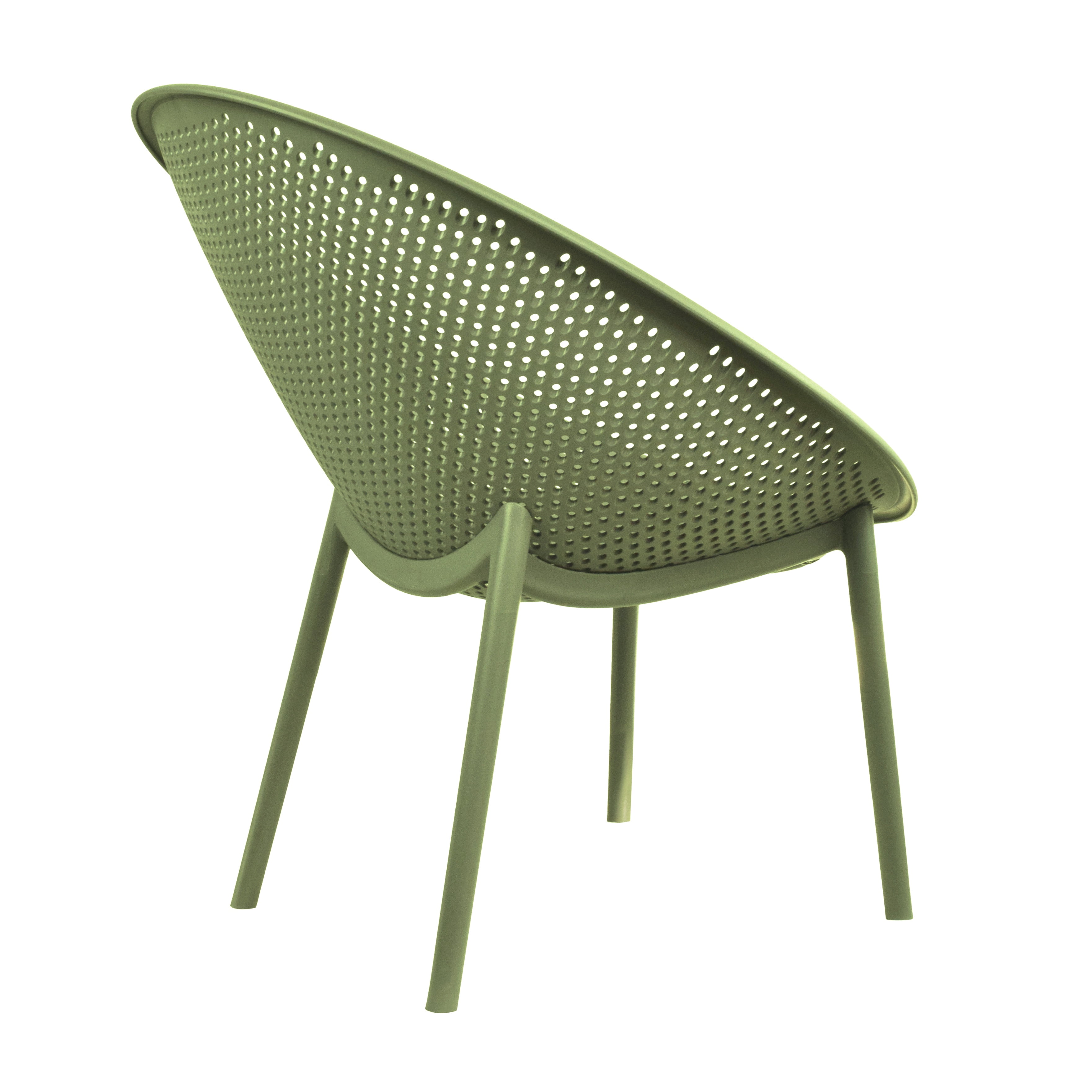 2xhome Set of 2 Modern Patio Chairs, Oval Acepulco With Dots Round Shape Contemporary Plastic Armless Dining Accent Chairs for Kitchen Living Room or Outdoor, Green