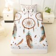 thumbnail image 3 of Homewish Dreamy Boho Dreamcatcher Twin Sheets,Watercolor Feathers Bedding,3-Piece,1 Fitted Sheet and 1 Pillowcase, 3 of 6