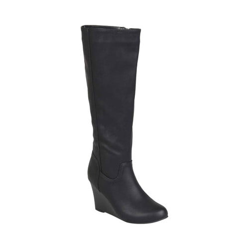wide calf wedge heel boots