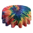 thumbnail image 4 of Colorful Tie Dye Pattern Round Tablecloth 60"x60",Wrinkle Wipeable Table Cloth for Kitchen Dining Room Picnic Patio Party, 4 of 6