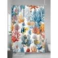 thumbnail image 5 of Shower Curtain, Colorful Coral Watercolor Fish Coastal Washable Shower Curtain with Hooks Bath Decor Fabric Shower Curtains for Bathroom, Hotel, Stalls, Bathtubs, 48x72 Inch, 5 of 6