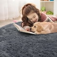 thumbnail image 4 of Buganda Fluffy Area Rugs, Round Area Rug for Living Room, Soft Decorative Carpet for Indoor Home, 4'x4', Grey, 4 of 7
