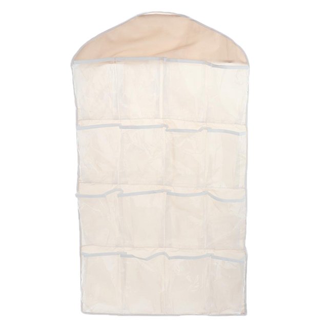 Bolsa de Almacenamiento de Ropa Interior de Calcetín Organizador Colgante Pared 16 Bolsillos Beige Gloria