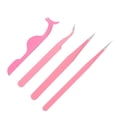 thumbnail image 4 of Mgaxyff Straight Lash ,Eyelashes Tweezers,4pcs Eyelashes Set Stainless Steel Straight Curved Tip False Eyelashes Applicator Tools Pink, 4 of 8