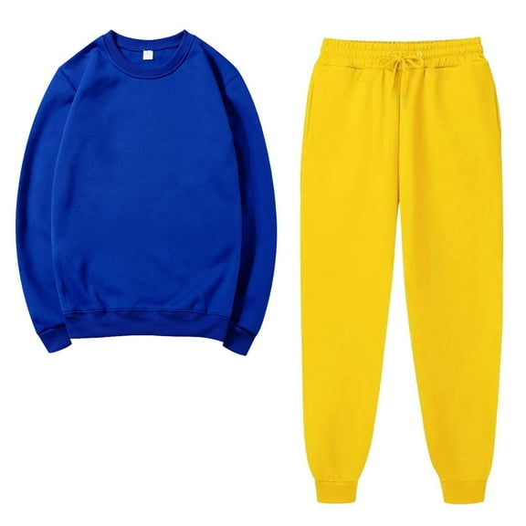 Scyoekwg Women 2 Piece Outfits Sweatsuit Long Sleeve Sweatshirt Jogger Sweatpant Matching Outfits Two Piece Set Fashion Casual Tracksuit (Blue,L)