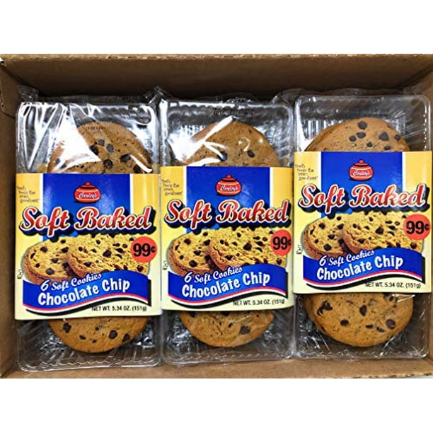 Carley's Soft Baked Cookies Chocolate Chip, 6 Cookies (12Pack
