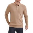 thumbnail image 4 of Camisa polo de punto de negocios de color sólido de manga larga para hombre S caqui, 4 of 6