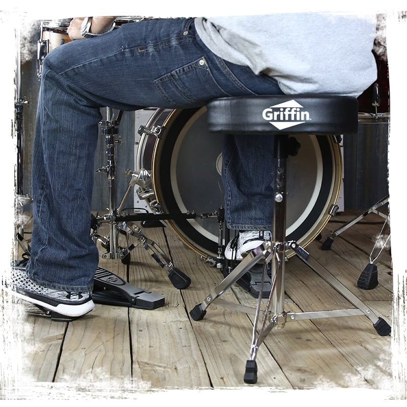 Griffin Drum Throne - Padded Percussion Seat Drummers Stool Guitar Chair Stand