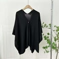 thumbnail image 2 of MAIHAN Shawl Wraps for Women,Button Front Knit Wrap,Thin Solid Color Cape Cardigan Shawl,Versatile Open Front Cover Up for Spring Autumn(Black), 2 of 4