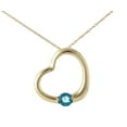 thumbnail image 2 of Galaxy Gold 14K Solid Yellow Gold 20" Open Heart Pendant Necklace with a Genuine Blue Topaz Drop, 14"-24" Sizes, December Birthstone, Symbol of Calm, 2 of 6