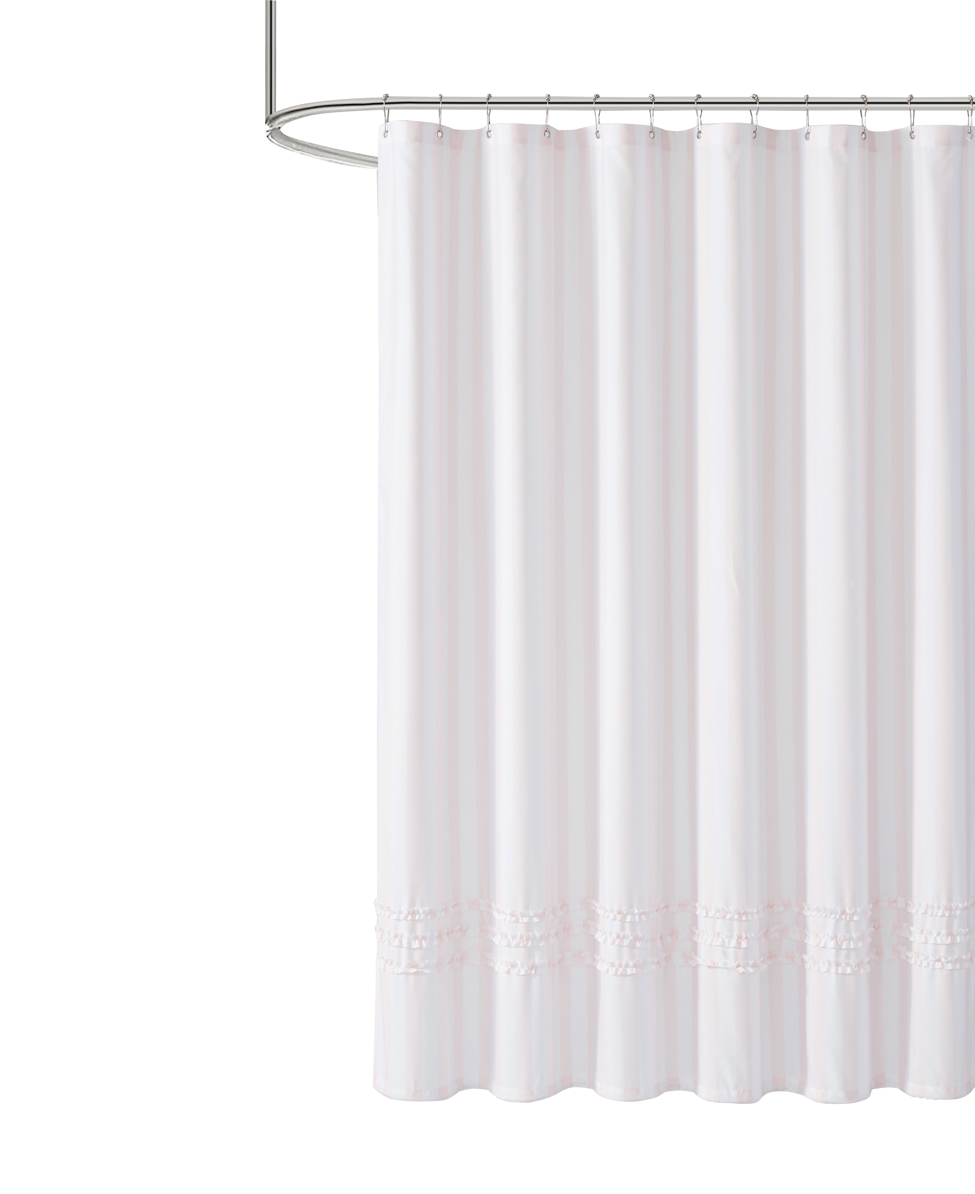 Simply Shabby Chic Cabana Stripe Printed Shower Curtain with Ruffle, 72 x 72