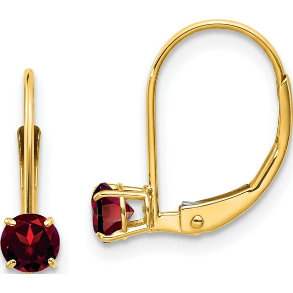 14K Yellow Gold Garnet Earrings - January (13 X 4) Made In India xbe73
