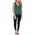 thumbnail image 2 of Camisetas sin mangas con cuello en V y botones para mujer Camisas básicas sin mangas de verano informales Camisola con tiras en la parte delantera, Green-M brillar vestir, 2 of 4