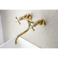 thumbnail image 2 of Kingston Brass KS216PB 6-Inch Adjustable Center Wall Mount Bathroom Faucet, Polished Brass, 2 of 5