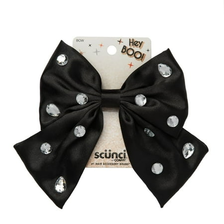 Scunci by Conair Hey Boo! Bow Barrette with Gem Stones Black 1-Count