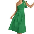 thumbnail image 2 of SMihono Robe d'Été pour Femmes Grande Taille Robe Bohème d'Été pour Femmes à Imprimé, une Épaule, Sans Manches, Smockée, Fluide, Robe de Soirée, Robe Maxi de Plage, 2 of 4
