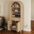 thumbnail image 2 of Uforic Arched Kitchen Pantry Cabinet, 73" Tall Farmhouse Wood Pantry Shelves with Charging Station, Wood, 2 of 9