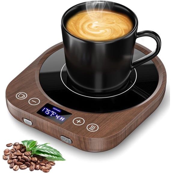MQ Wooden Mug Warmer Electric, 3 Temperature Settings Gravity-Induction Coffee Warmer for Desk, Coffee Cup Warmer 1-9 Timer Auto Shut Off for Home & Office Cocoa,Tea, Water, Milk