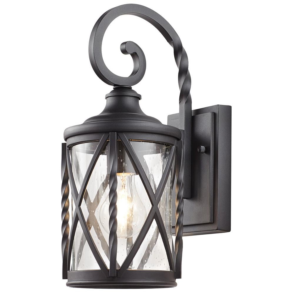 Home Decorators Collection 1-Light Black Outdoor Wall Lantern with