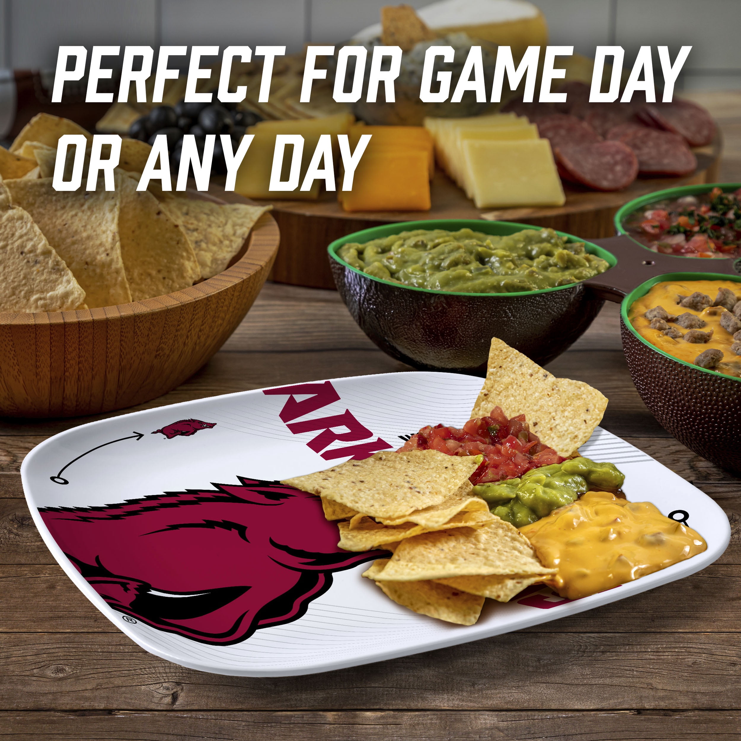 YouTheFan NCAA Arkansas Razorbacks Large Party Plate